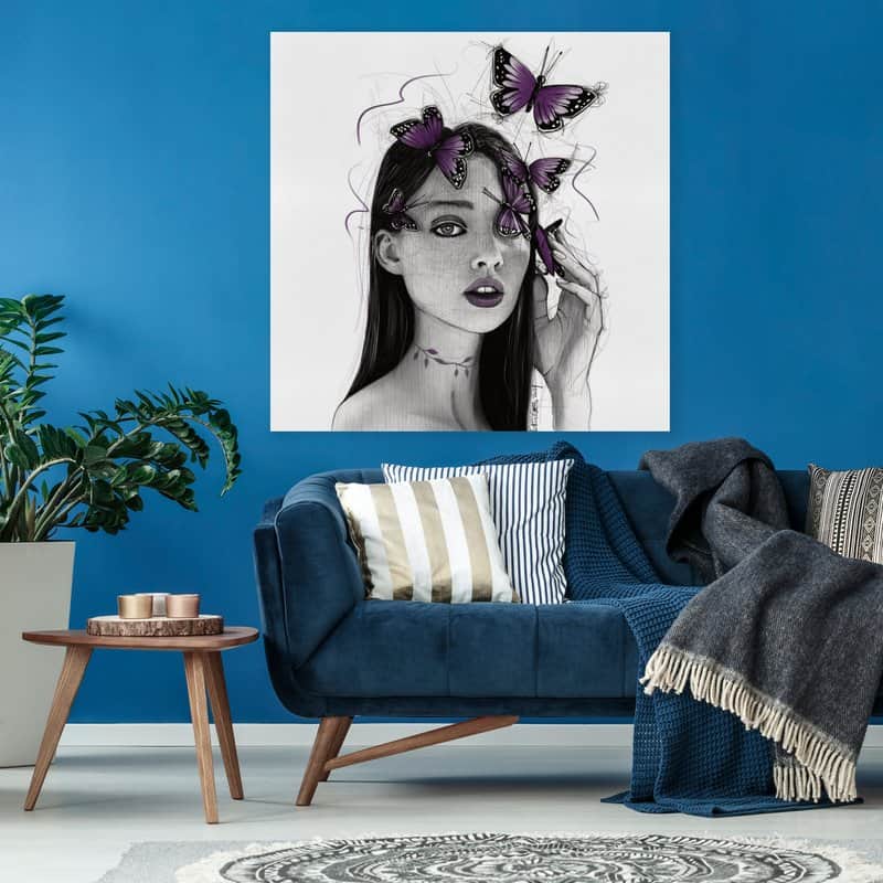 femme papillons-toile