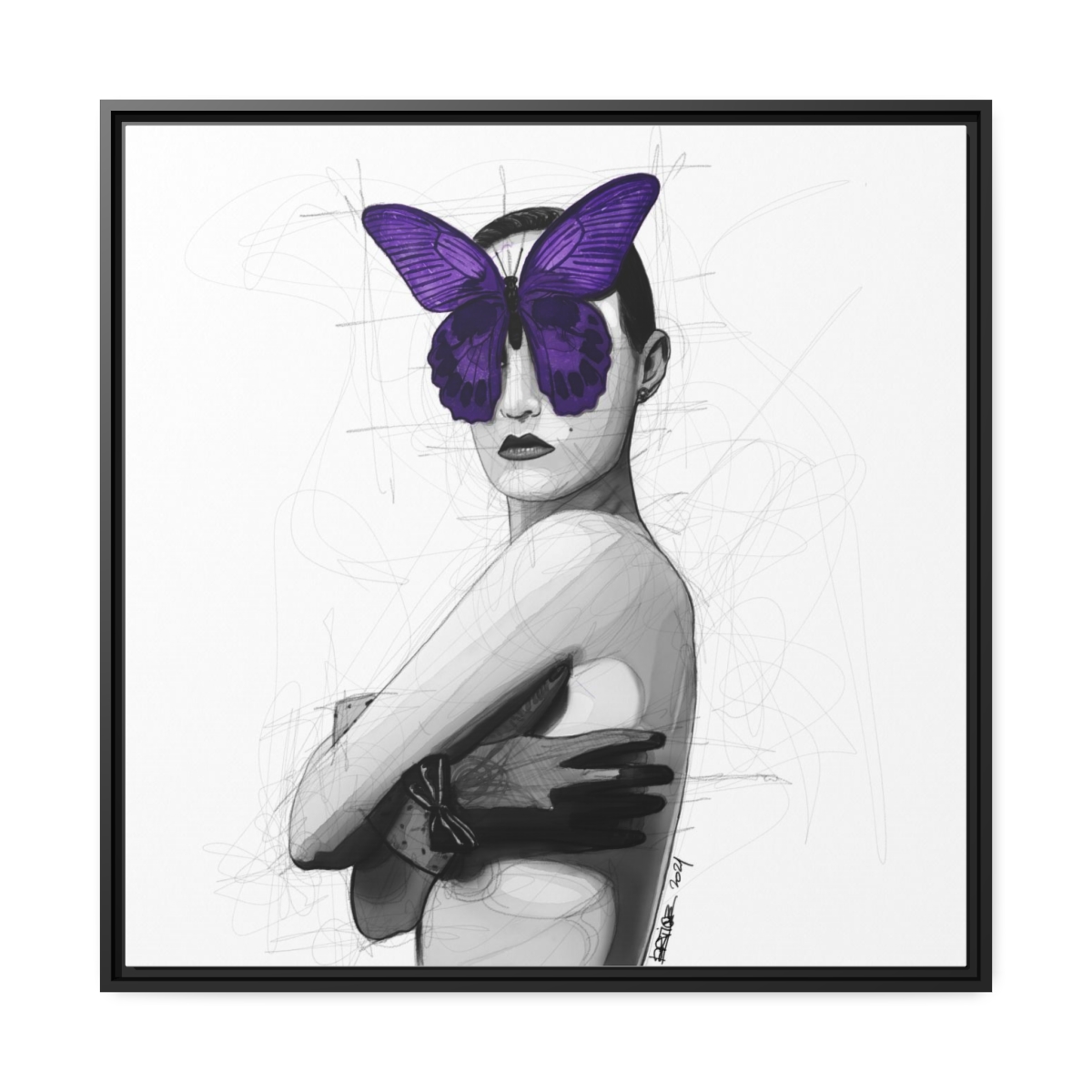 Femme papillon, illustration par David Lartigue