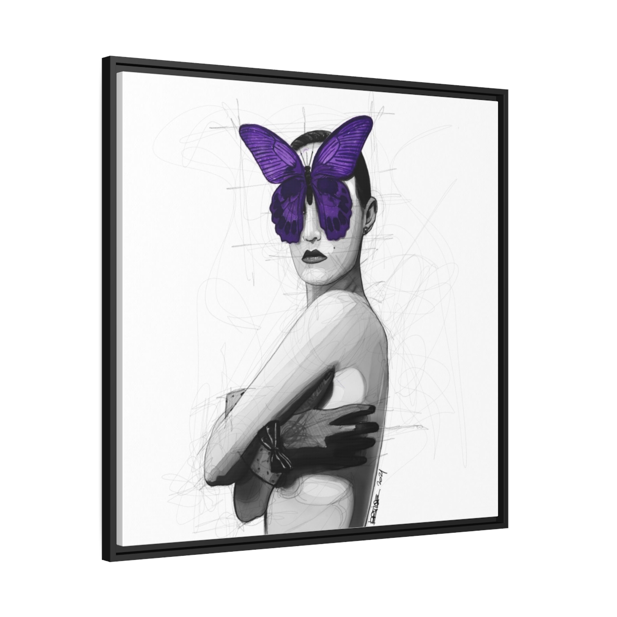 Femme papillon, illustration par David Lartigue